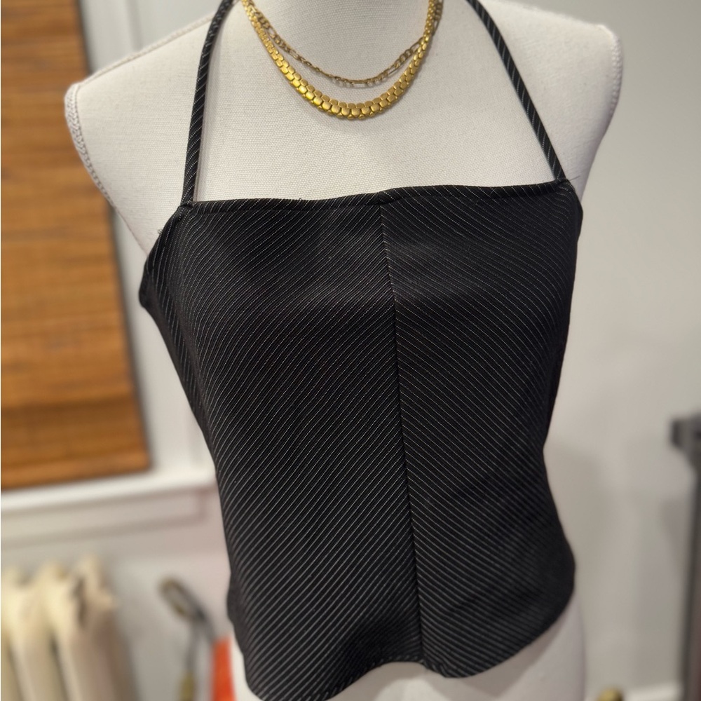 90’s Chic Black Pinstripe top